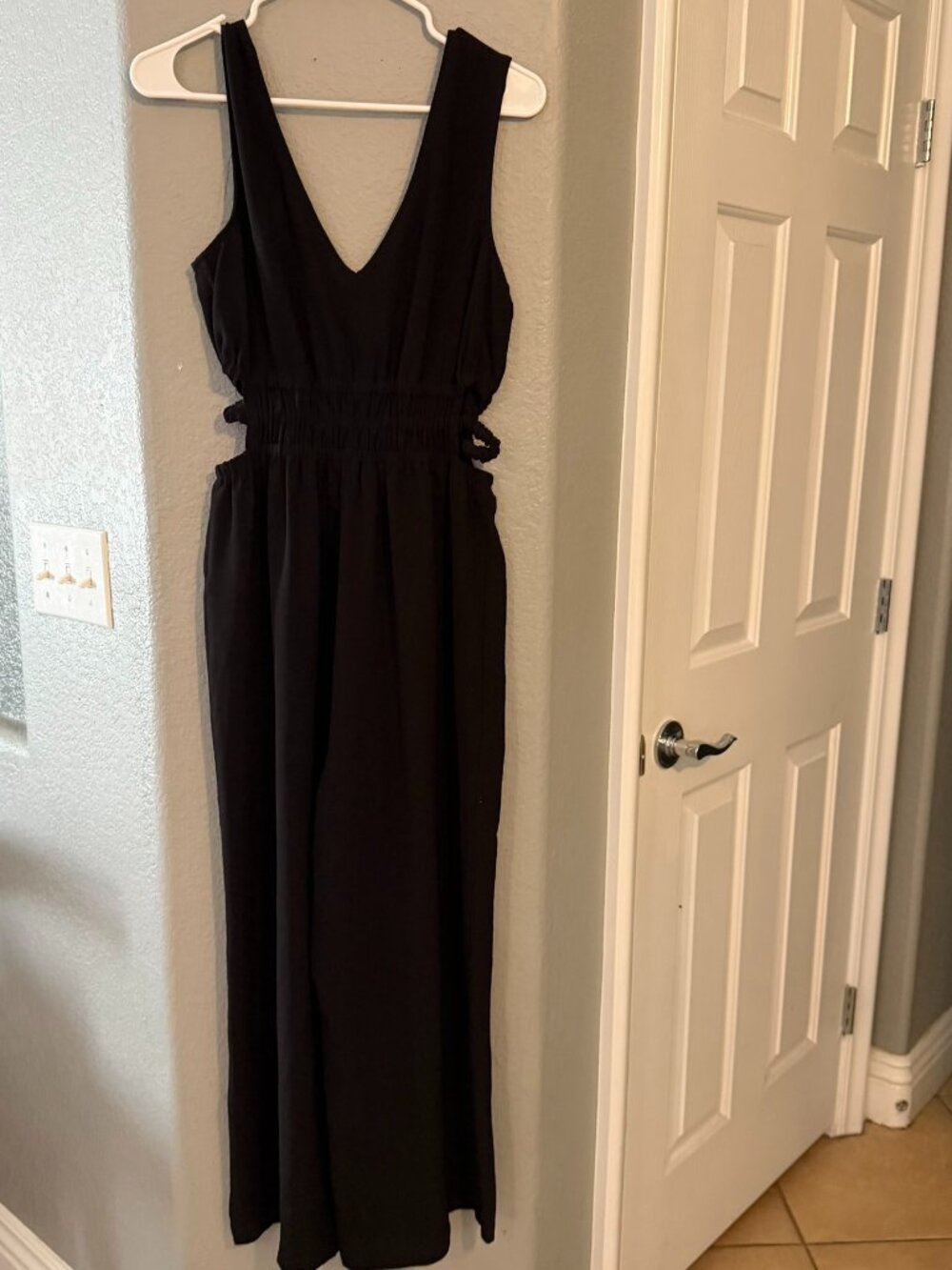 Inspired Hearts Black Maxi Romper XL Sleeveless V Neck Elastic Waist